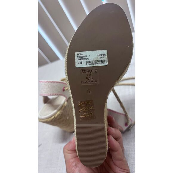 Schutz Women's Brynda Lace Up Espadrille Platform Wedges Cream Pink Size 6.5B - Picture 8 of 11